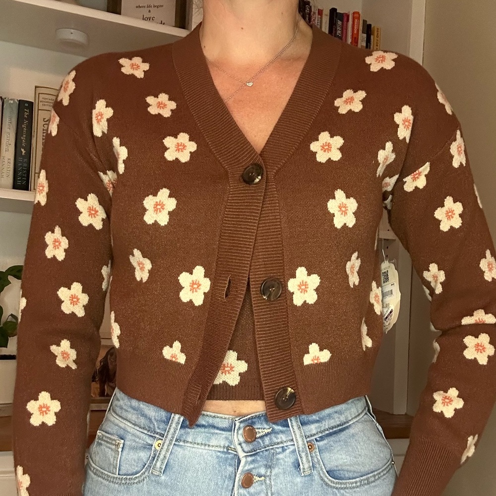 Matching sweater shell and cardigan
